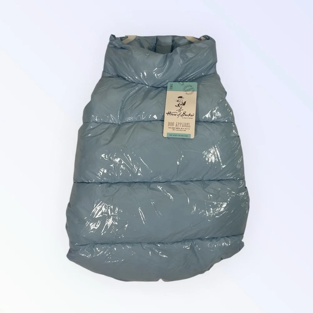 HOUSE OF BARKER DOG PUFFER VEST BLUE MEDIUM‎ NWT!!